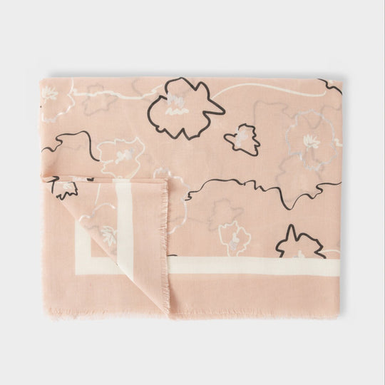 Flora Print Foil Scarf | Blush Pink