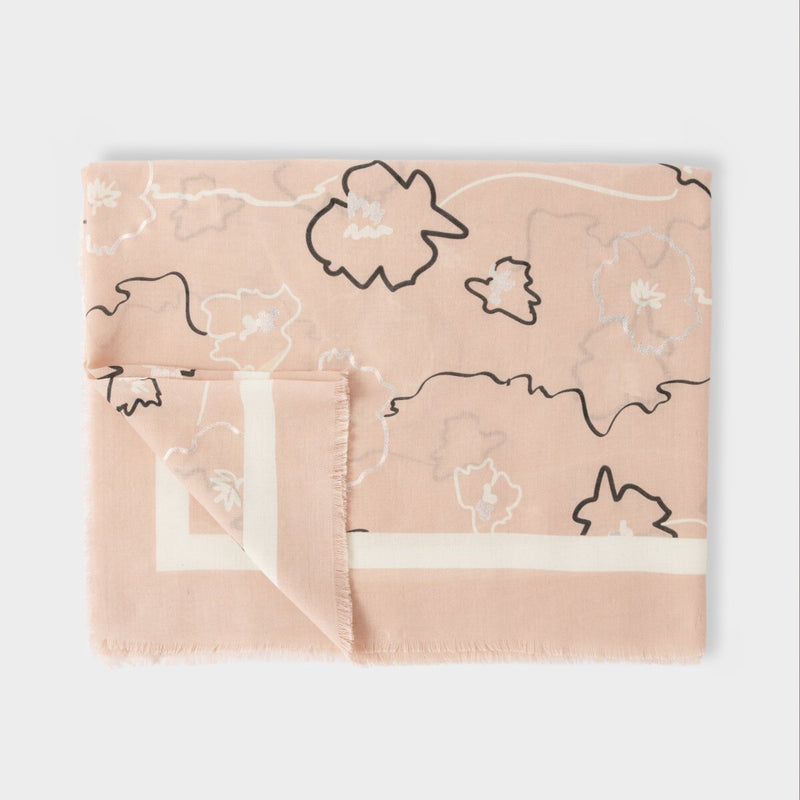 Flora Print Foil Scarf | Blush Pink