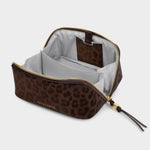 Fold-Out Leopard Print Mirror & Makeup Bag | Chocolate