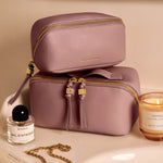 Fold-Out Mirror & Makeup Bag | Deep Rose