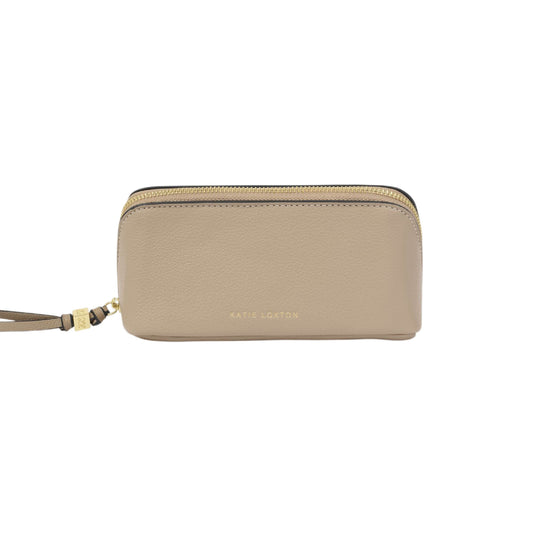 Fold-Out Mirror & Makeup Bag | Light Taupe