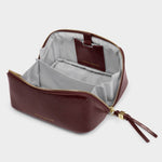 Fold-Out Patent Crackle Mirror & Makeup Bag | Cherry