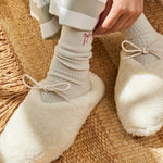 Gift Boxed Borg Ballet Slippers | White
