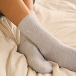 Gift Boxed Fluffy Star Socks | Pale Grey