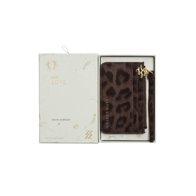 Gift Boxed Leopard Print Coin & Cardholder | Chocolate