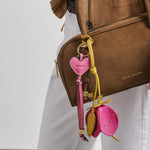'Happy' Heart Bag Charm & Keyring | Sugar Pink