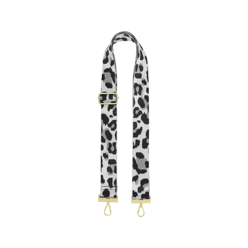 Leopard Print Canvas Bag Strap | Grey/Black