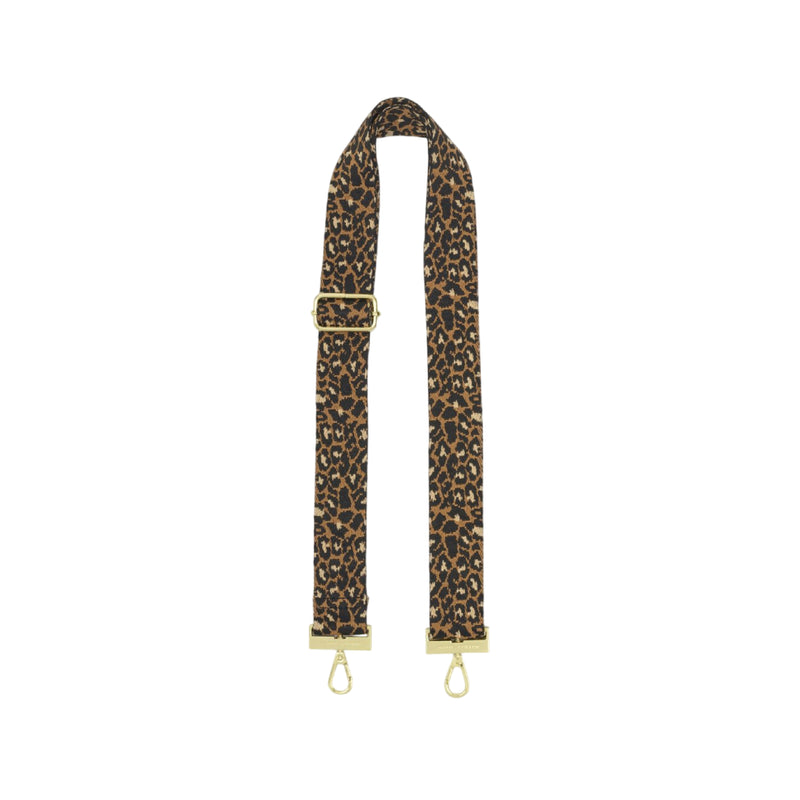 Leopard Print Canvas Bag Strap | Taupe/Camel