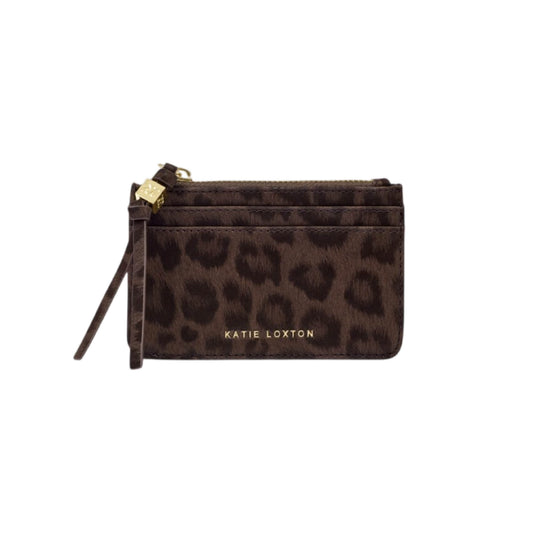 Lottie Leopard Print Coin & Cardholder | Chocolate