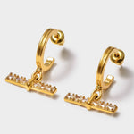 Lustre T-Bar Hoop Earrings | Gold Coated