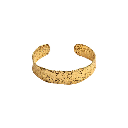 Luxe Lock Textured Bangle | Gold Coated