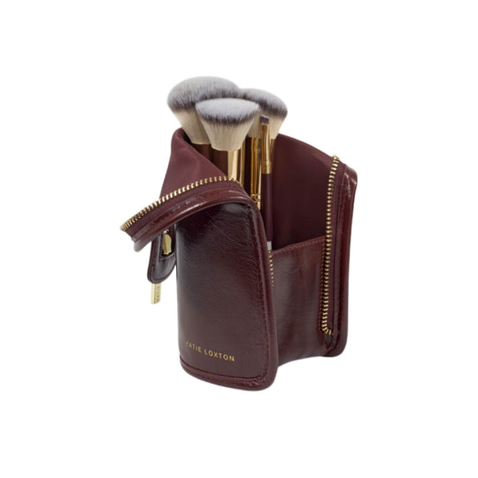 Make Up Brush Set with Vegan Leather Case | Cherry