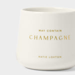 'May Contain Champagne' Porcelain Mug | White & Gold