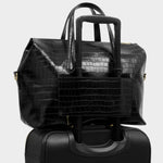 Milan Faux Croc Cabin Bag | Black