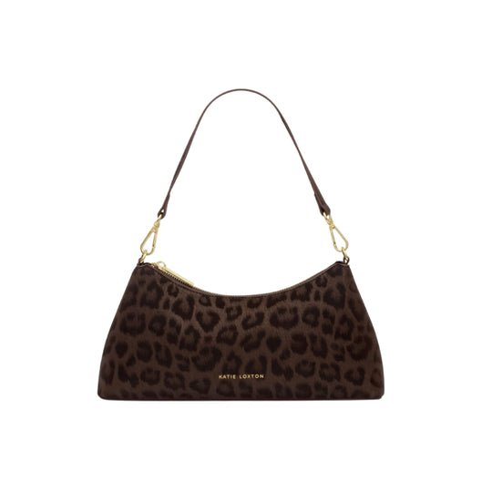 Miley Leopard Print Shoulder Bag | Chocolate | Small