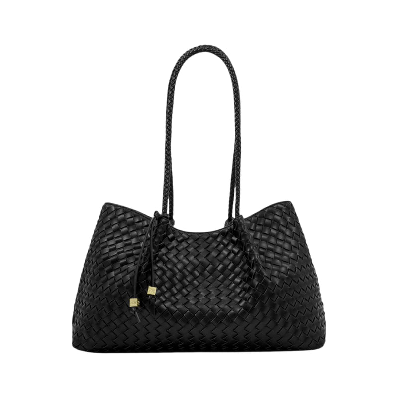 Nova Hand Woven Shoulder Tote Bag | Black | Small