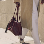 Nova Hand Woven Shoulder Tote Bag | Cherry | Small