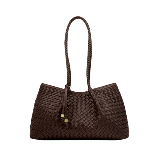 Nova Hand Woven Shoulder Tote Bag | Chocolate | Small