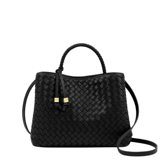 Nova Hand Woven Top Handle Bag | Black