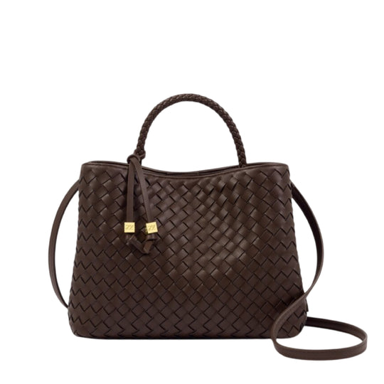 Nova Hand Woven Top Handle Bag | Chocolate