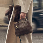 Nova Hand Woven Top Handle Bag | Chocolate