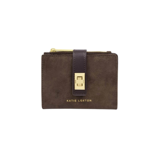 Orin Twist Lock Suedette Purse | Bitter Chocolate