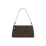 Orin Twist Lock Suedette Shoulder Bag | Bitter Chocolate | Small