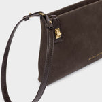 Orin Twist Lock Suedette Shoulder Bag | Bitter Chocolate | Small