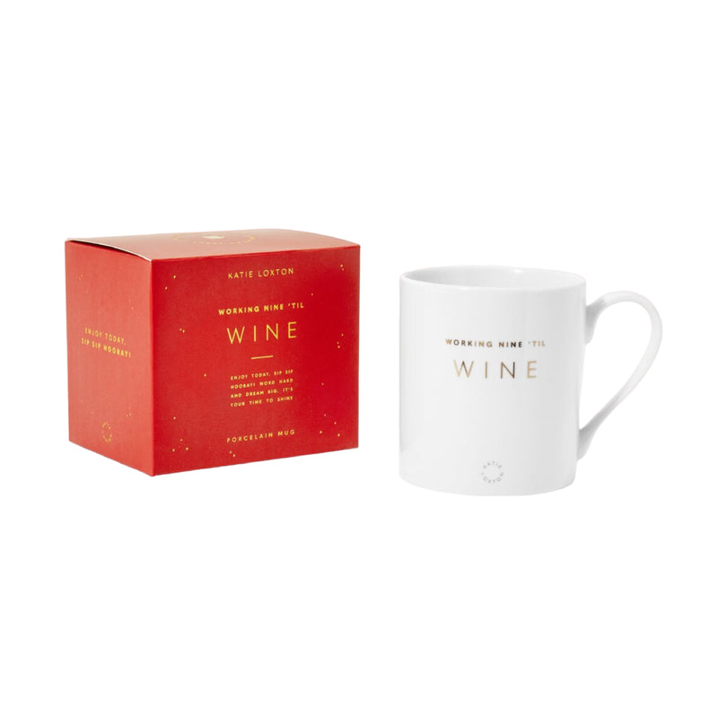 Porcelain 'Working Nine Till Wine' Mug | White
