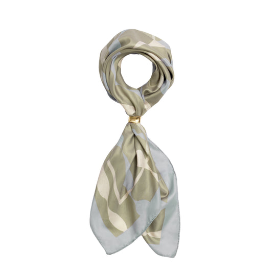 Satin Multiway Scarf | Ripple Stripes | Sage & Pastel Blue
