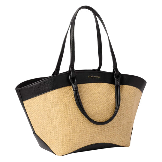 Riviera Raffia Tote Bag | Raffia & Black