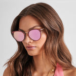 Santorini Round Sunglasses with Mirrored Lens | Pink