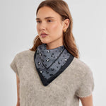 Satin Leopard Print Multiway Scarf | Navy | Small