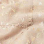 Scattered Heart Foil Print Scarf | Soft Tan & Gold