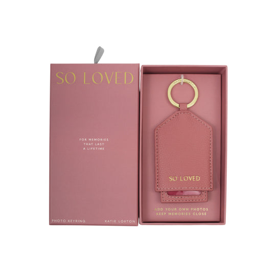 'So Loved' Hidden Photo Keyring | Raspberry Pink