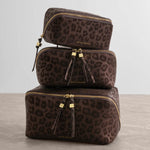 Soho Leopard Print Makeup & Wash Bag | Chocolate | Medium