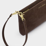 Suedette Cord Shoulder Bag | Bitter Chocolate | Small