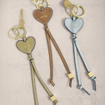 Suedette 'Loved' Heart Bag Charm & Keyring | Caramel