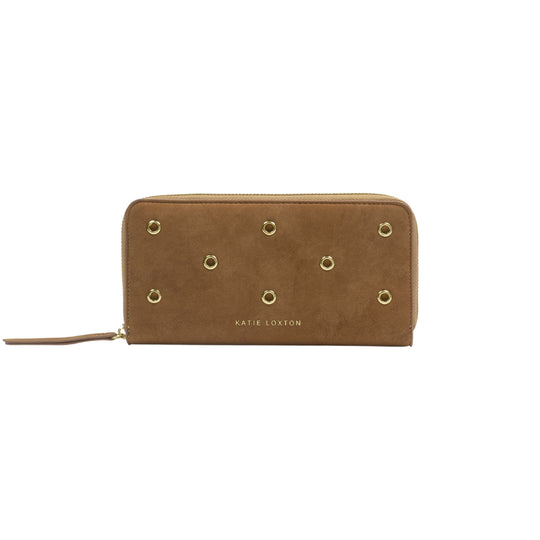 Suedette Purse with Eyelets | Caramel | Large