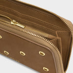 Suedette Purse with Eyelets | Caramel | Large