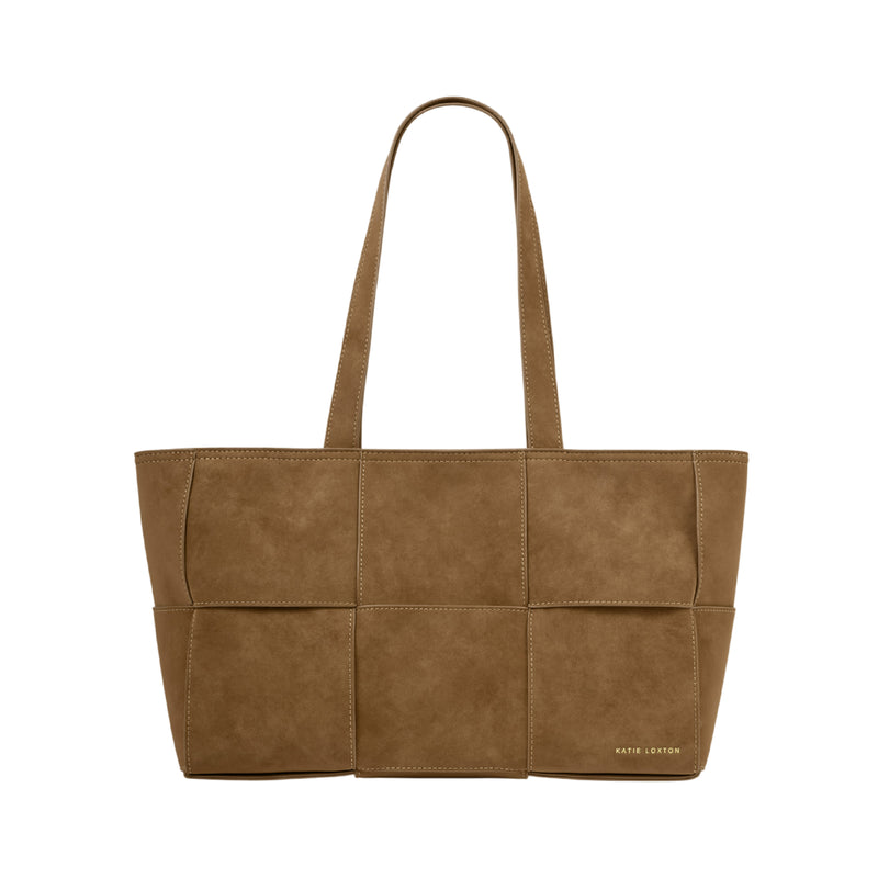 Taya Hand Woven Suedette Shoulder Bag | Caramel