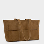 Taya Hand Woven Suedette Shoulder Bag | Caramel