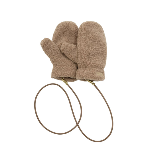 Teddy Mittens with Cord | Tan