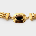 Tiger's Eye Button Bracelet | Gold Coated