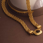 Tiger's Eye Button Necklace | Gold Coated