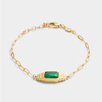 Waterproof 'Good Energy' Malachite Bracelet | Gold Plated