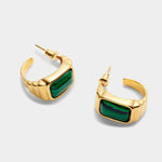 Waterproof 'Good Energy' Malachite Hoop Earrings | Gold Plated