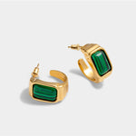 Waterproof 'Good Energy' Malachite Hoop Earrings | Gold Plated