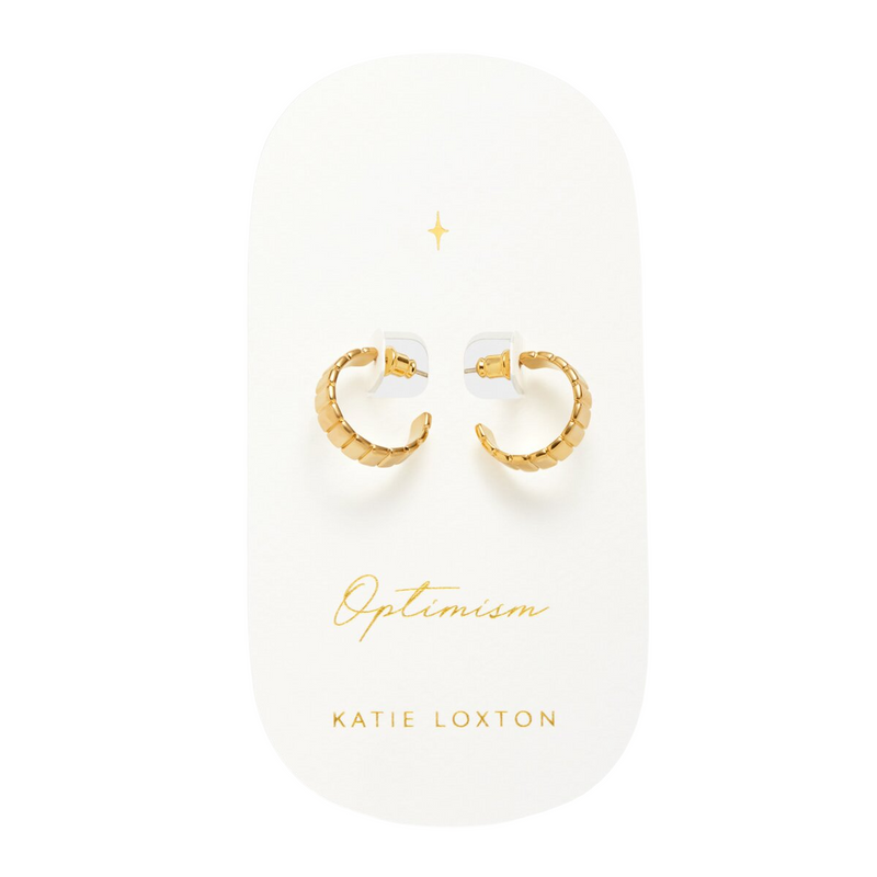 Waterproof 'Optimism' Amulet Hoop Earrings | Gold Plated