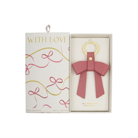 'You Make My Life Bow-Tiful' Gift Boxed Bow Keyring | Raspberry Pink